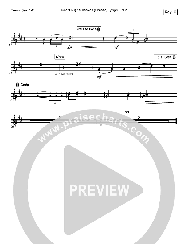 Silent Night (Heavenly Peace) Tenor Sax 1/2 (We The Kingdom / Dante Bowe / Maverick City Music)