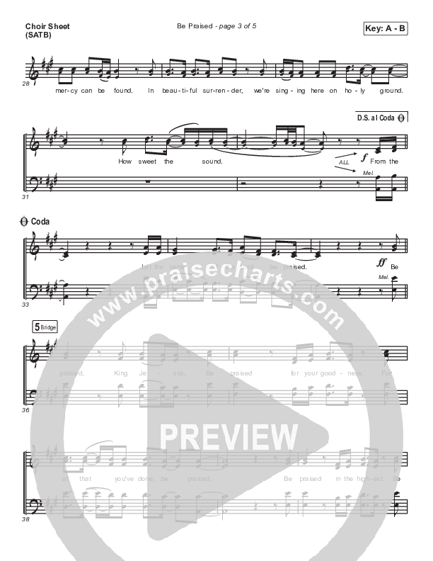 Be Praised Choir Sheet (SATB) (Mac Powell)