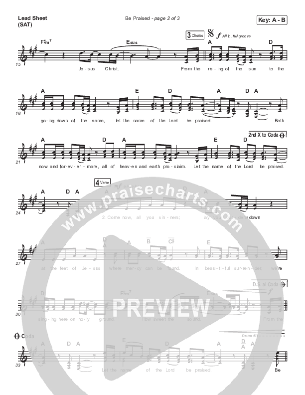 Be Praised Lead Sheet (SAT) (Mac Powell)