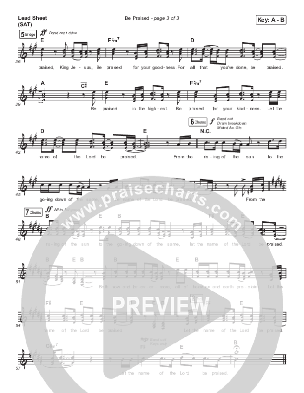 Be Praised Lead Sheet (SAT) (Mac Powell)