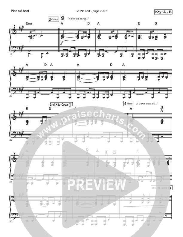 Be Praised Piano Sheet (Mac Powell)