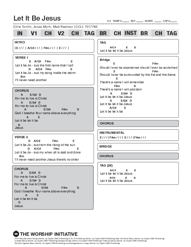 Let It Be Jesus (Live) Chord Chart (The Worship Initiative / Davy Flowers)