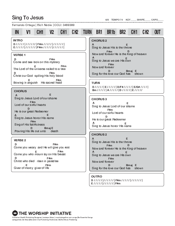 Sing To Jesus (Live) Chord Chart (The Worship Initiative / Bethany Barnard)