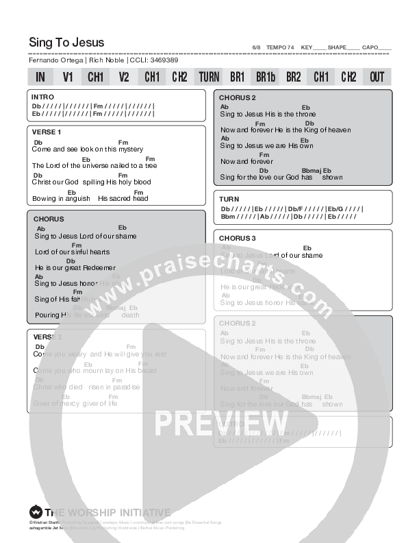 Sing To Jesus (Live) Chord Chart (The Worship Initiative / Bethany Barnard)