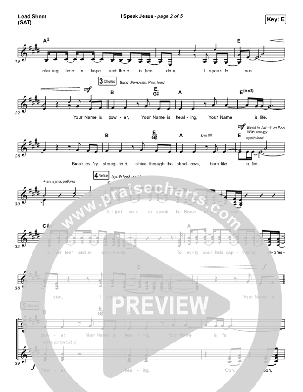 I Speak Jesus (Choral Anthem SATB) Lead Sheet (SAT) (Charity Gayle / Arr. Luke Gambill)
