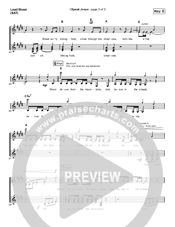 I Speak Jesus (Choral Anthem SATB) Lead Sheet (SAT) (Charity Gayle / Arr. Luke Gambill)