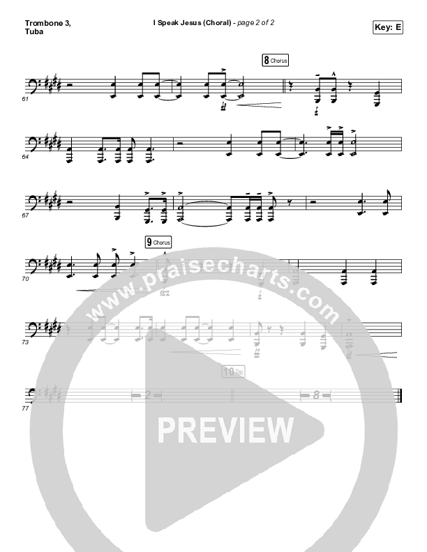 I Speak Jesus (Choral Anthem SATB) Trombone 3/Tuba (Charity Gayle / Arr. Luke Gambill)
