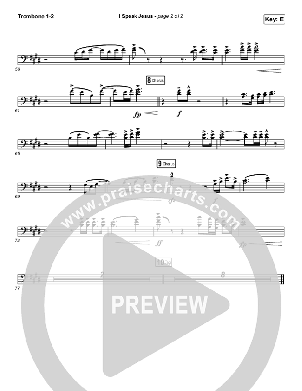 I Speak Jesus (Choral Anthem SATB) Trombone 1/2 (Charity Gayle / Arr. Luke Gambill)