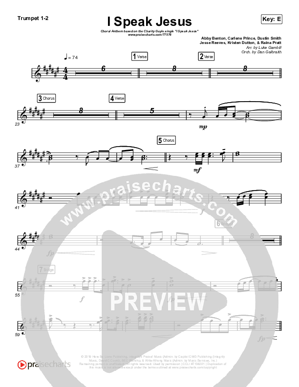 I Speak Jesus (Choral Anthem SATB) Brass Pack (Charity Gayle / Arr. Luke Gambill)