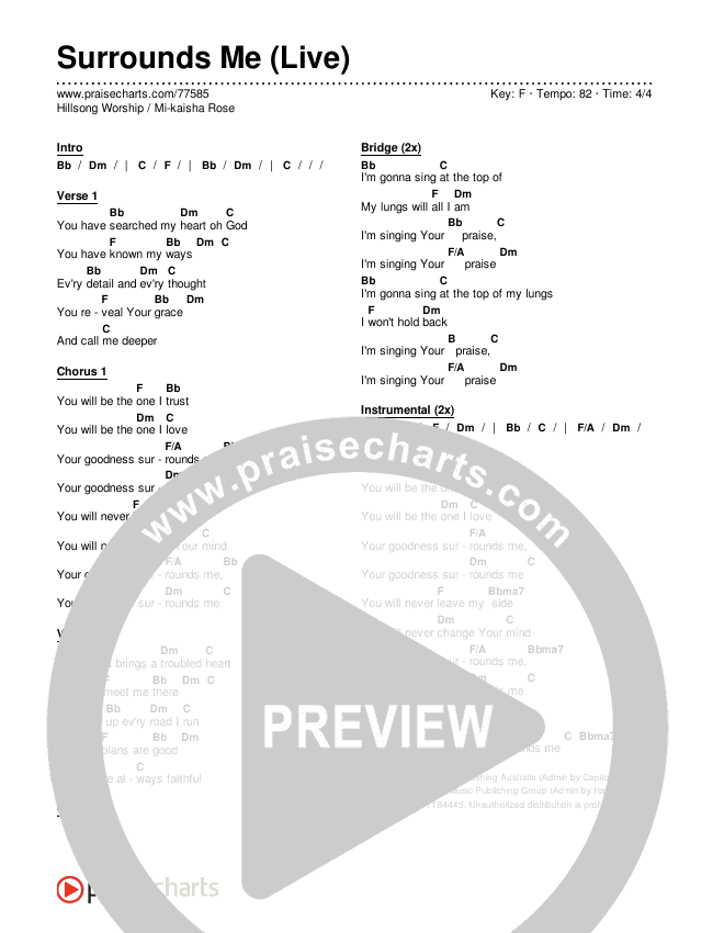 Surrounds Me (Live) Chords & Lyrics (Hillsong Worship / Mi-kaisha Rose)