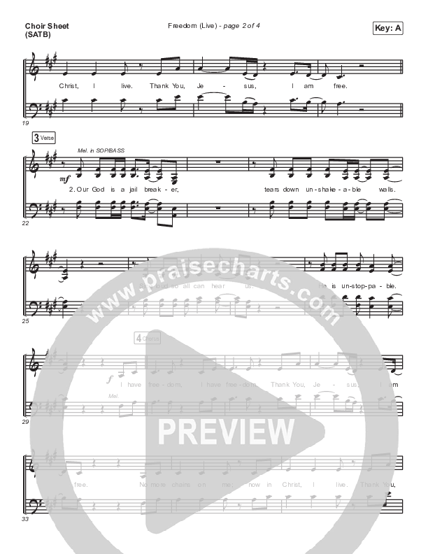 Freedom (Live) Choir Sheet (SATB) (Hillsong Worship / Reuben Morgan)