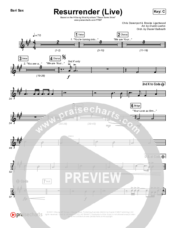 Resurrender (Live) Bari Sax (Hillsong Worship / Brooke Ligertwood)