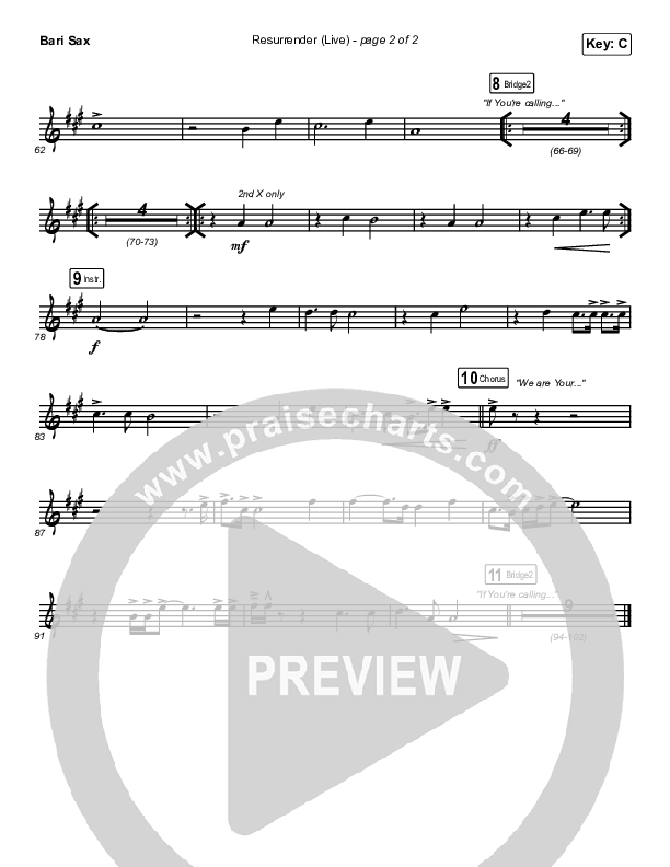 Resurrender (Live) Bari Sax (Hillsong Worship / Brooke Ligertwood)