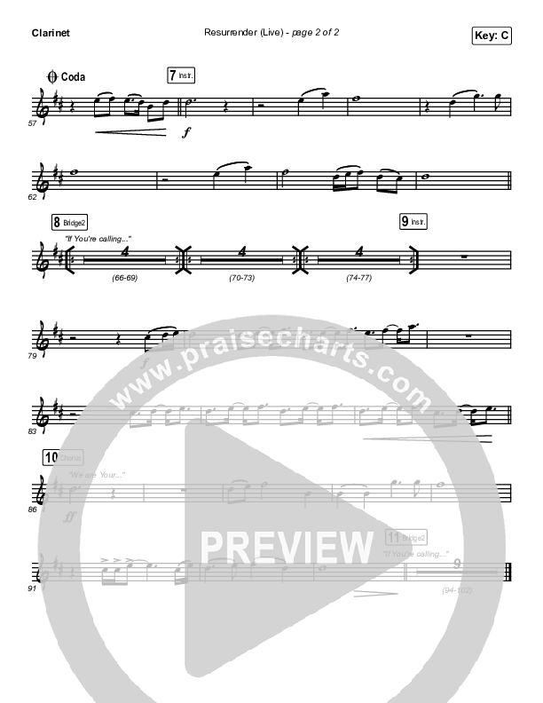 Resurrender (Live) Clarinet (Hillsong Worship / Brooke Ligertwood)