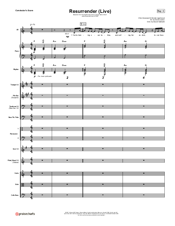 Resurrender (Live) Conductor's Score (Hillsong Worship / Brooke Ligertwood)