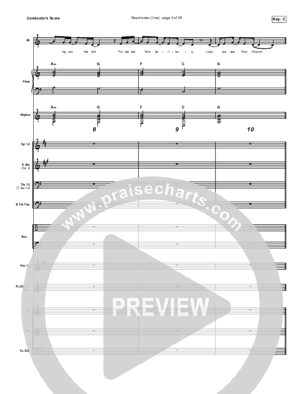 Resurrender (Live) Conductor's Score (Hillsong Worship / Brooke Ligertwood)