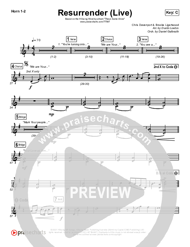 Resurrender (Live) Brass Pack (Hillsong Worship / Brooke Ligertwood)