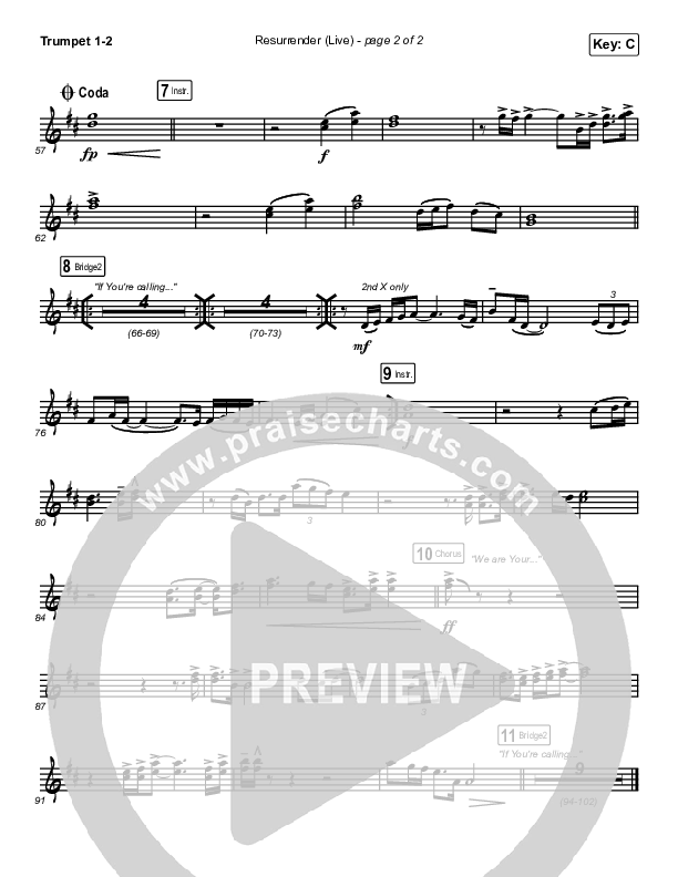 Resurrender (Live) Trumpet 1,2 (Hillsong Worship / Brooke Ligertwood)