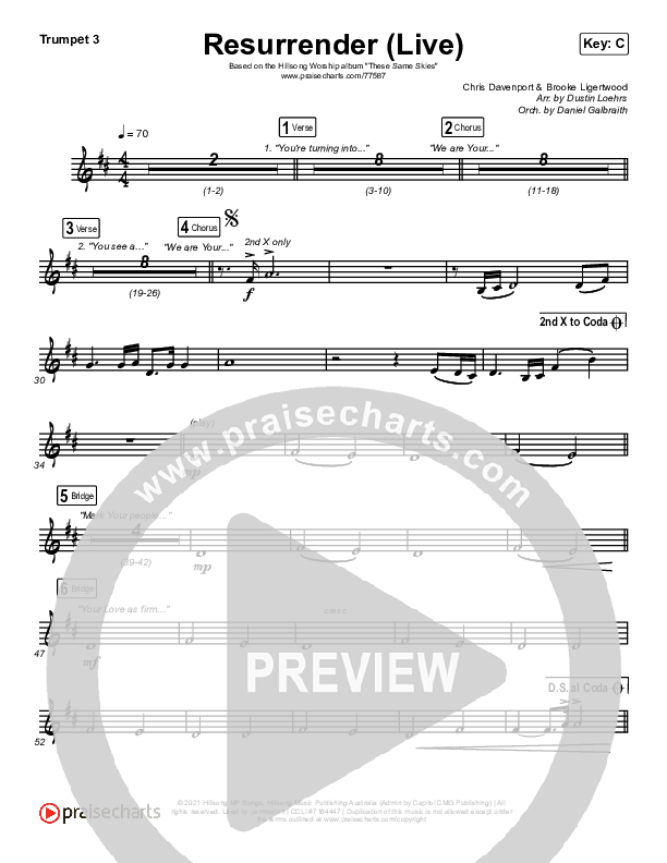 Resurrender (Live) Trumpet 3 (Hillsong Worship / Brooke Ligertwood)