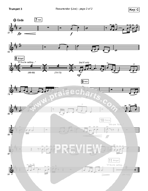 Resurrender (Live) Trumpet 3 (Hillsong Worship / Brooke Ligertwood)