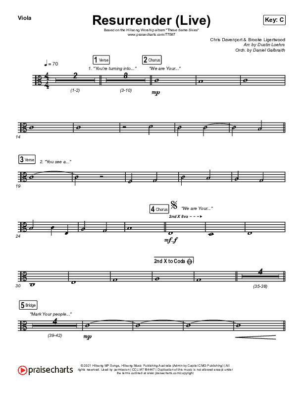 Resurrender (Live) Viola (Hillsong Worship / Brooke Ligertwood)