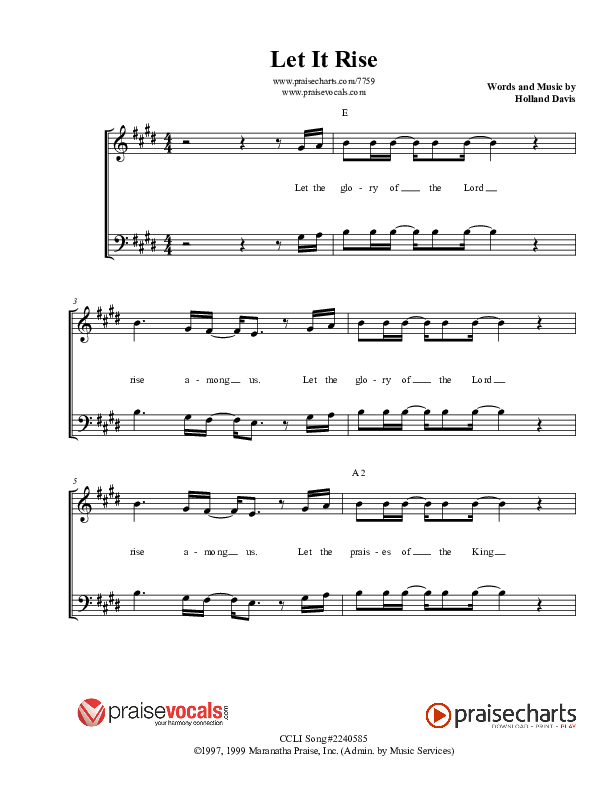 Let It Rise Lead Sheet (PraiseVocals)
