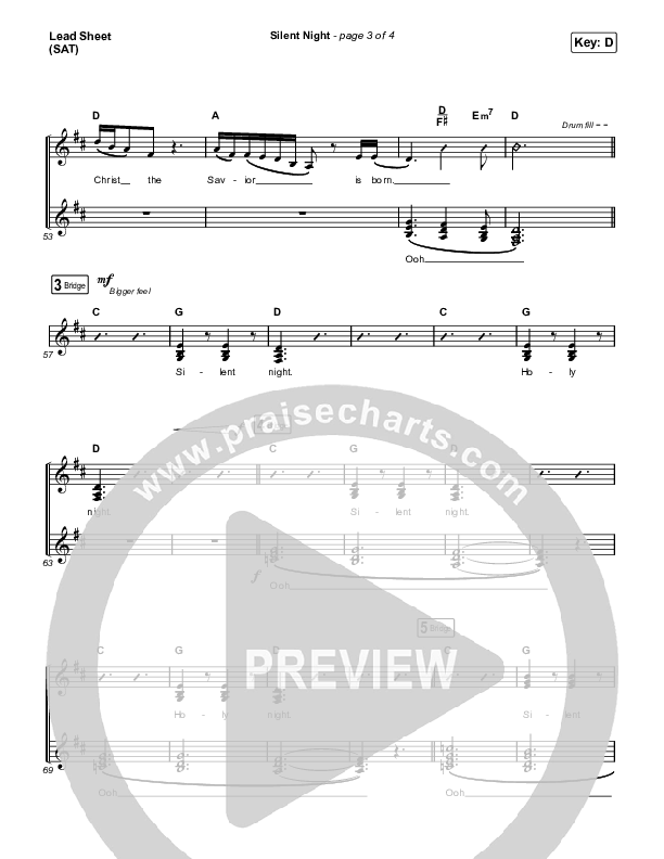 Silent Night Lead Sheet (SAT) (Zach Williams)