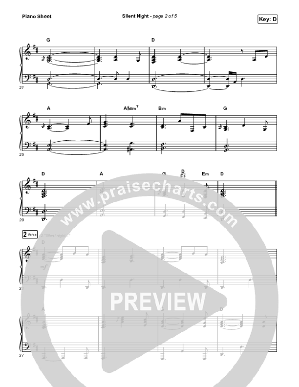 Silent Night Piano Sheet (Zach Williams)