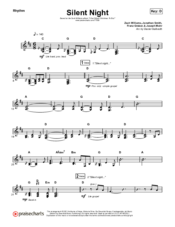 Silent Night Rhythm Chart (Zach Williams)