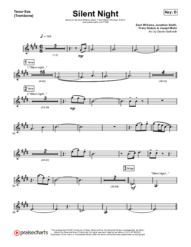 Silent Night Tenor Sax 1 (Zach Williams)