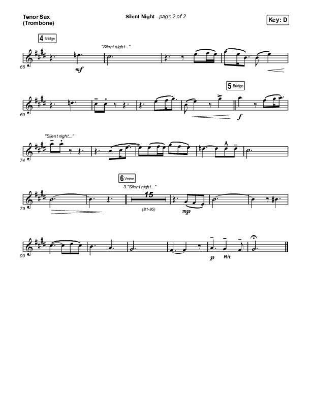 Silent Night Tenor Sax 1 (Zach Williams)