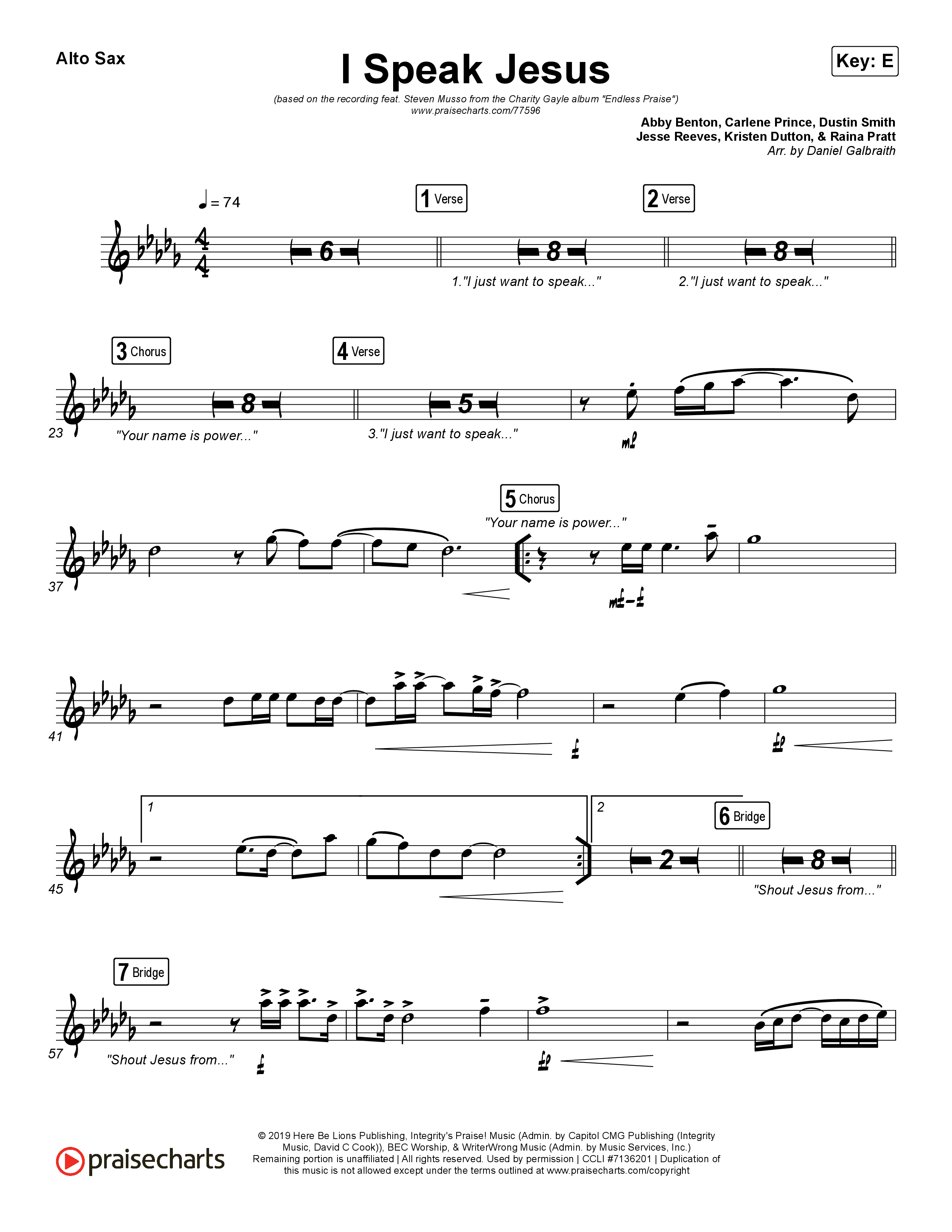 I Speak Jesus Alto Sax (Charity Gayle / Steven Musso)