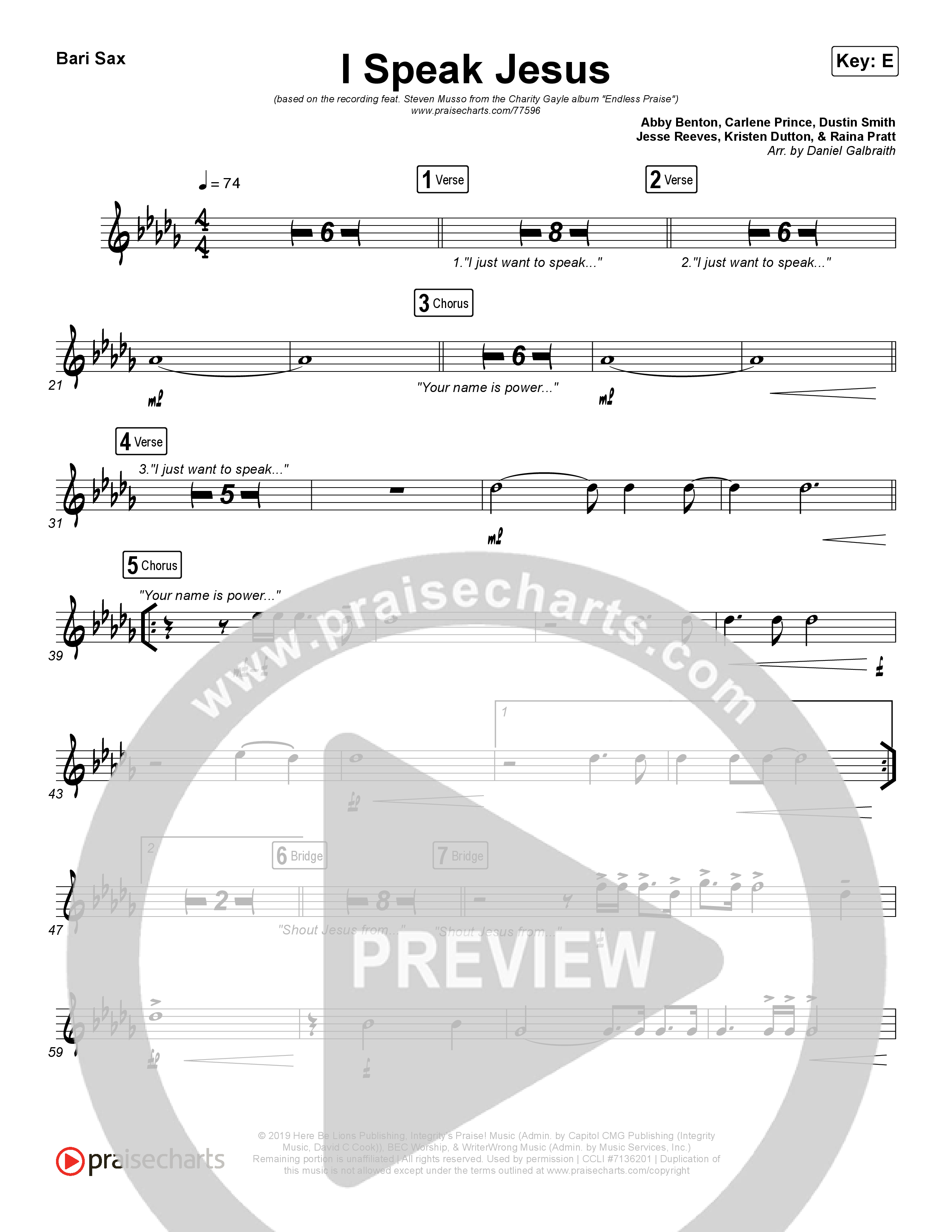 I Speak Jesus Bari Sax (Charity Gayle / Steven Musso)