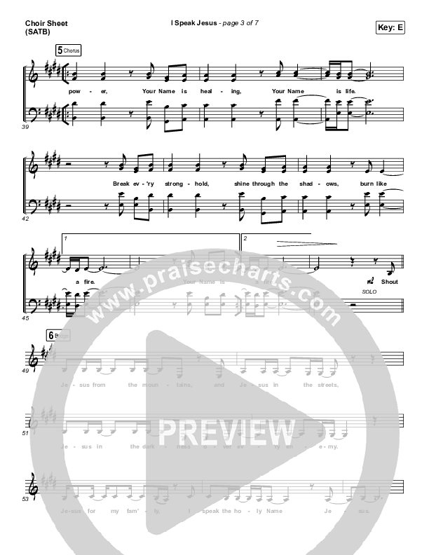 I Speak Jesus Choir Sheet (SATB) (Charity Gayle / Steven Musso)