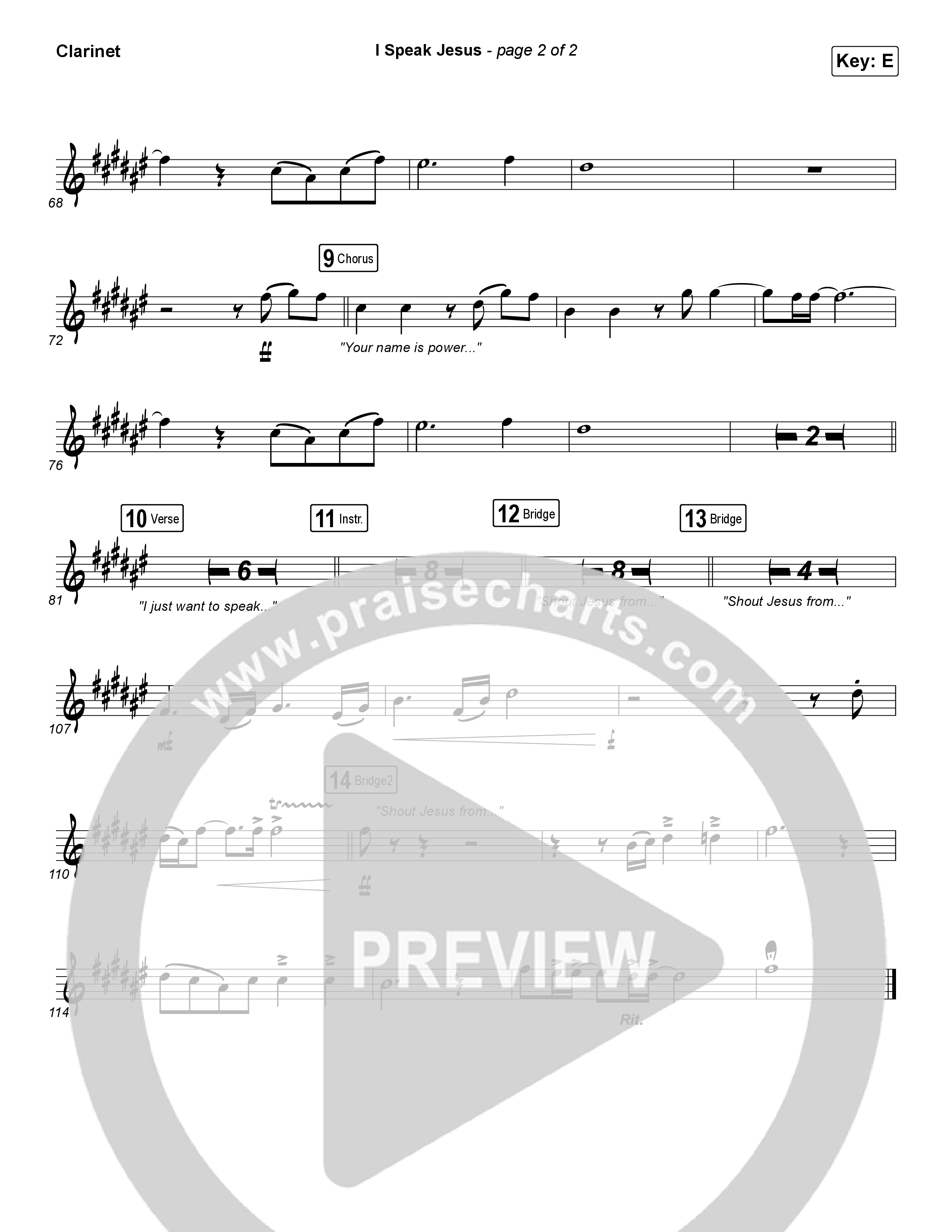 I Speak Jesus Clarinet 1,2 (Charity Gayle / Steven Musso)