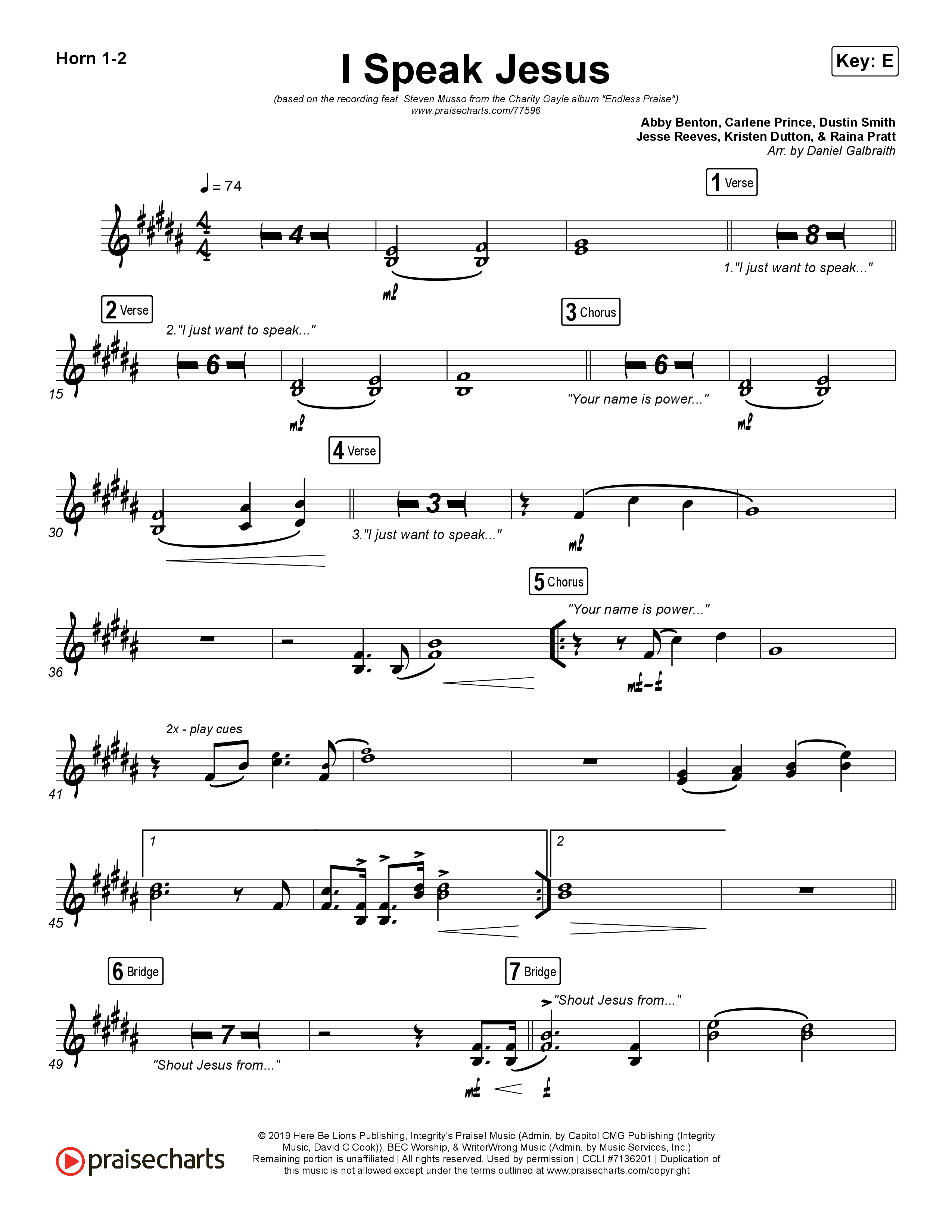 I Speak Jesus French Horn 1,2 (Charity Gayle / Steven Musso)