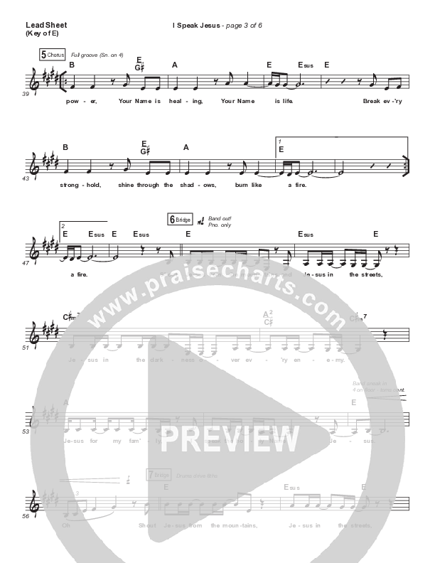 I Speak Jesus Lead Sheet (Melody) (Charity Gayle / Steven Musso)