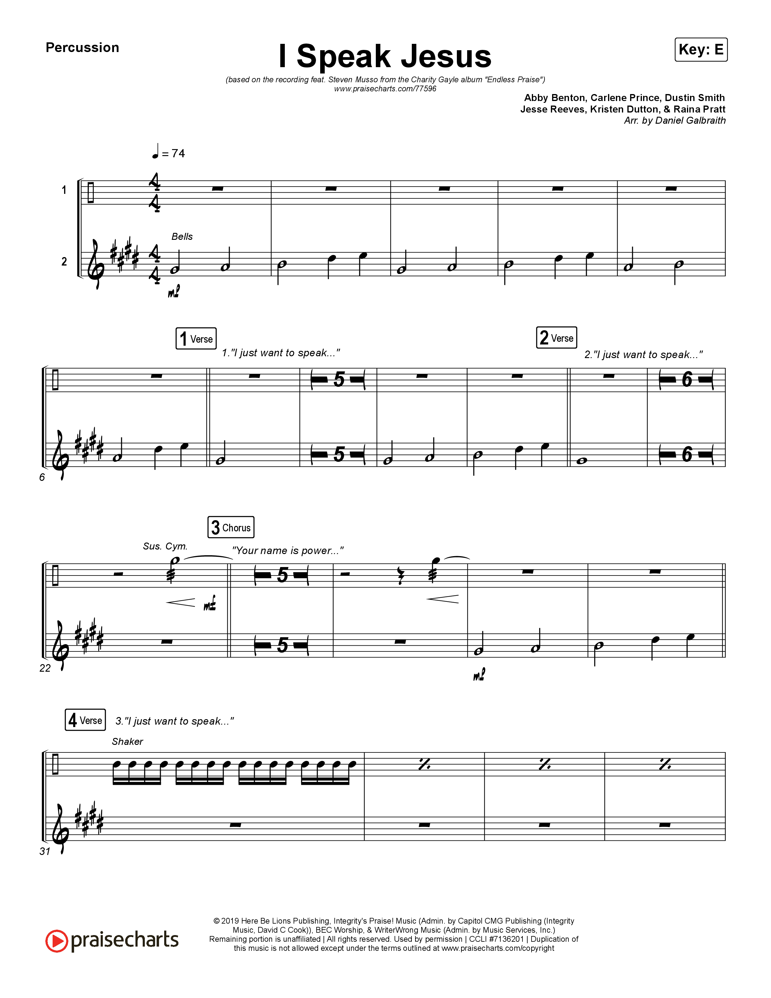 I Speak Jesus Percussion (Charity Gayle / Steven Musso)