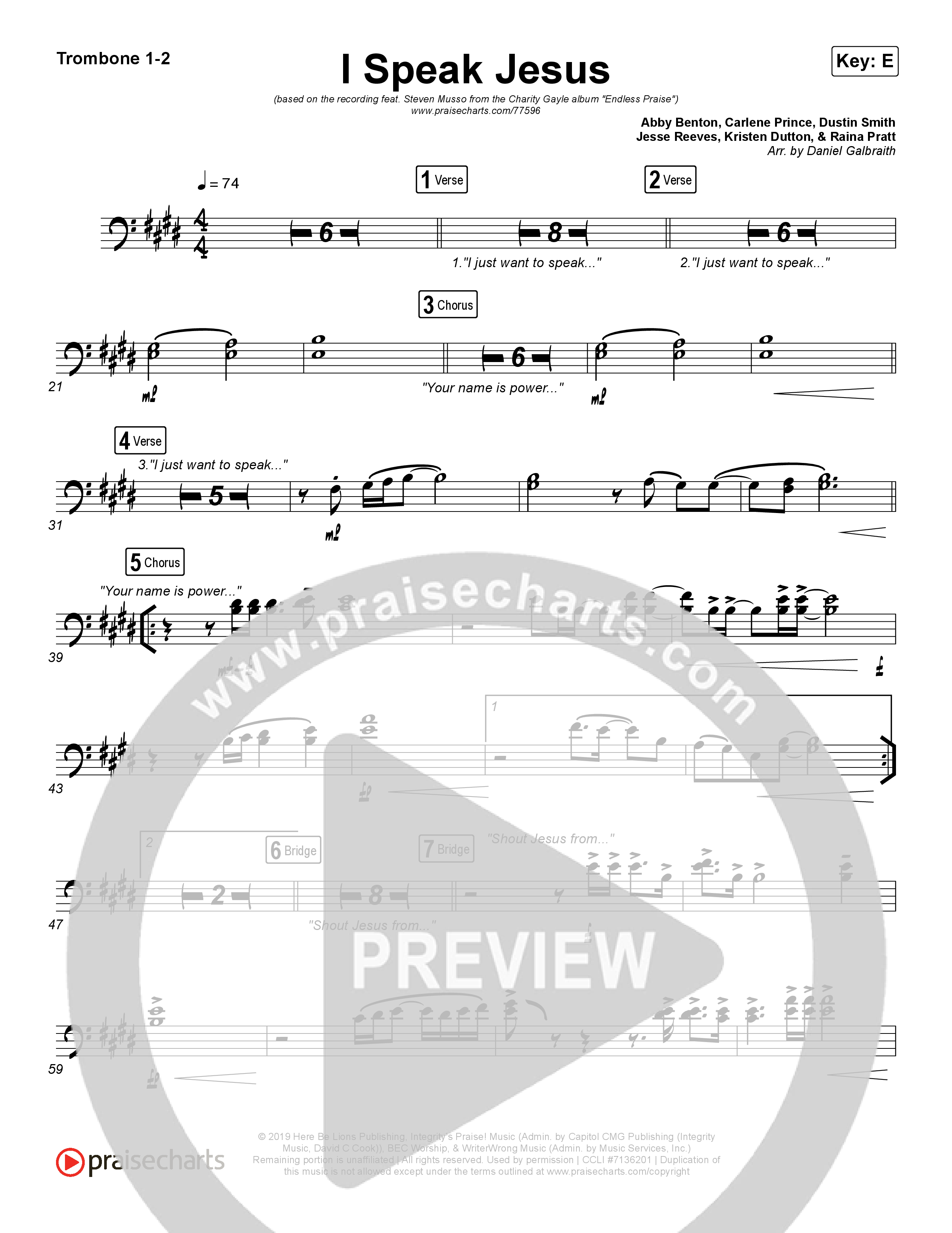 I Speak Jesus Trombone 1/2 (Charity Gayle / Steven Musso)