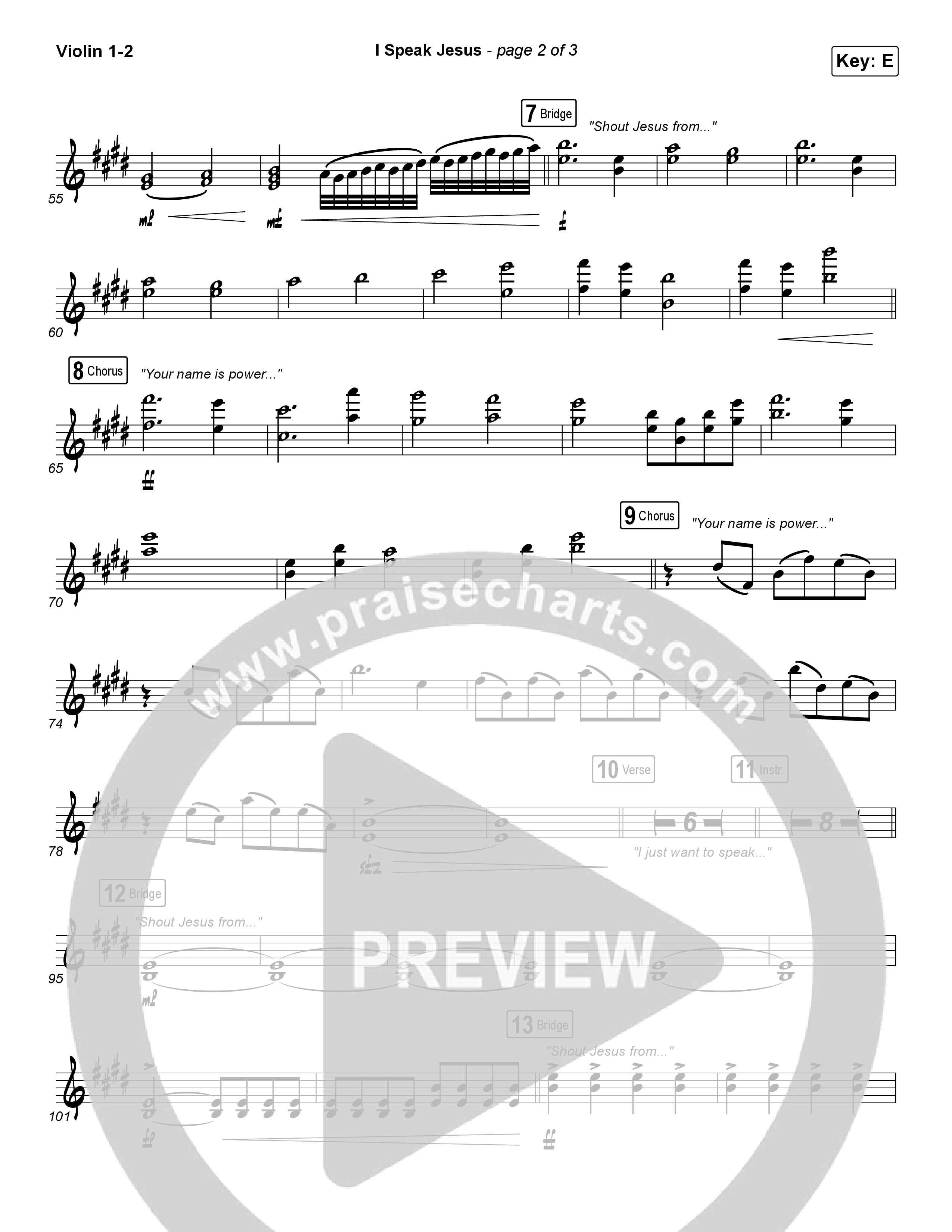 I Speak Jesus Violin 1,2 (Charity Gayle / Steven Musso)