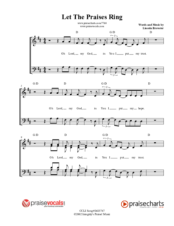 Let The Praises Ring Lead Sheet (PraiseVocals)