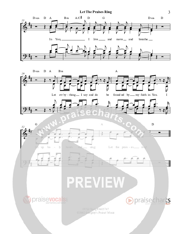 Let The Praises Ring Lead Sheet (PraiseVocals)