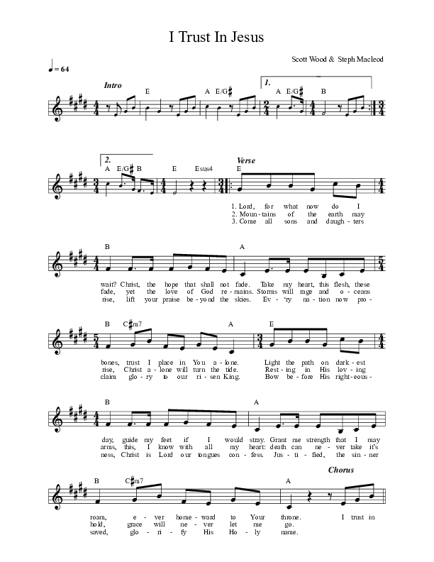 I Trust In Jesus Lead Sheet (Celtic Worship)