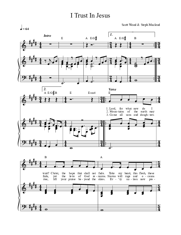 I Trust In Jesus Piano/Vocal (Celtic Worship)