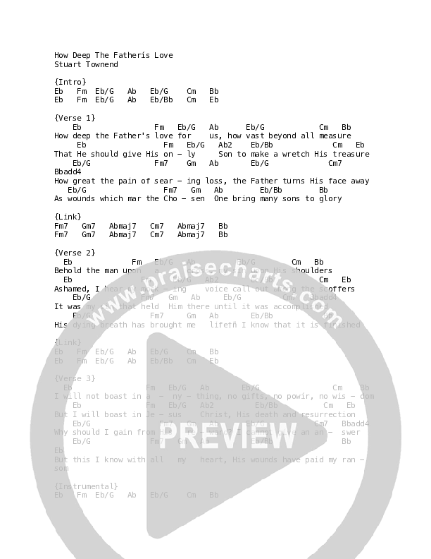 How Deep The Father's Love For Us Chord Chart (Celtic Worship)