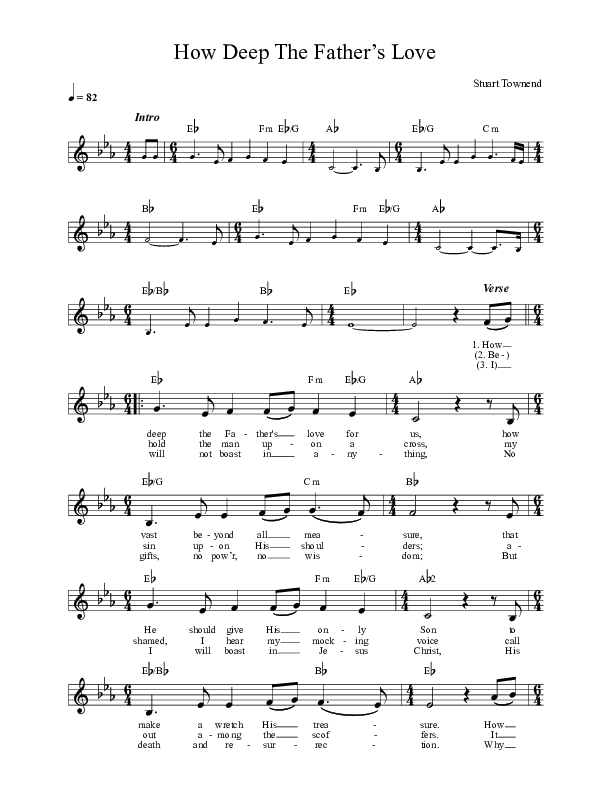 How Deep The Father's Love For Us Lead Sheet (Celtic Worship)