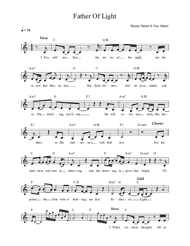 Father Of Light Lead Sheet (Celtic Worship)