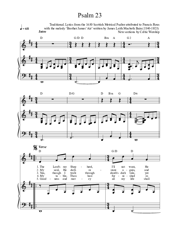 Psalm 23 Lead & Piano (Celtic Worship)