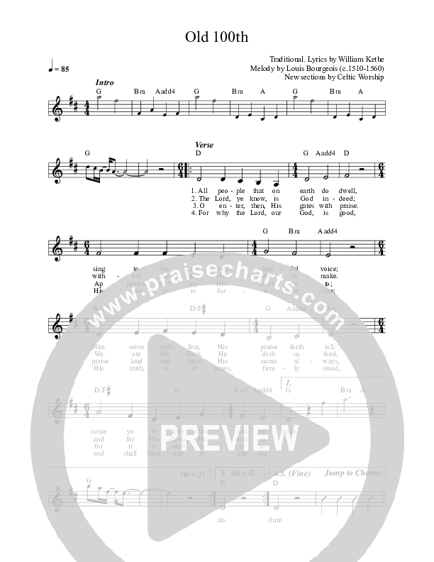 Old 100th Lead Sheet (Celtic Worship)