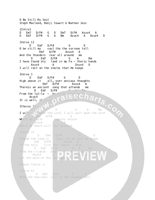O Be Still My Soul Chord Chart (Celtic Worship)
